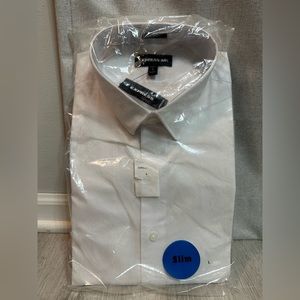 NEW Men Express 1MX Large White Button Down Shirt Slim 16-16 1/2